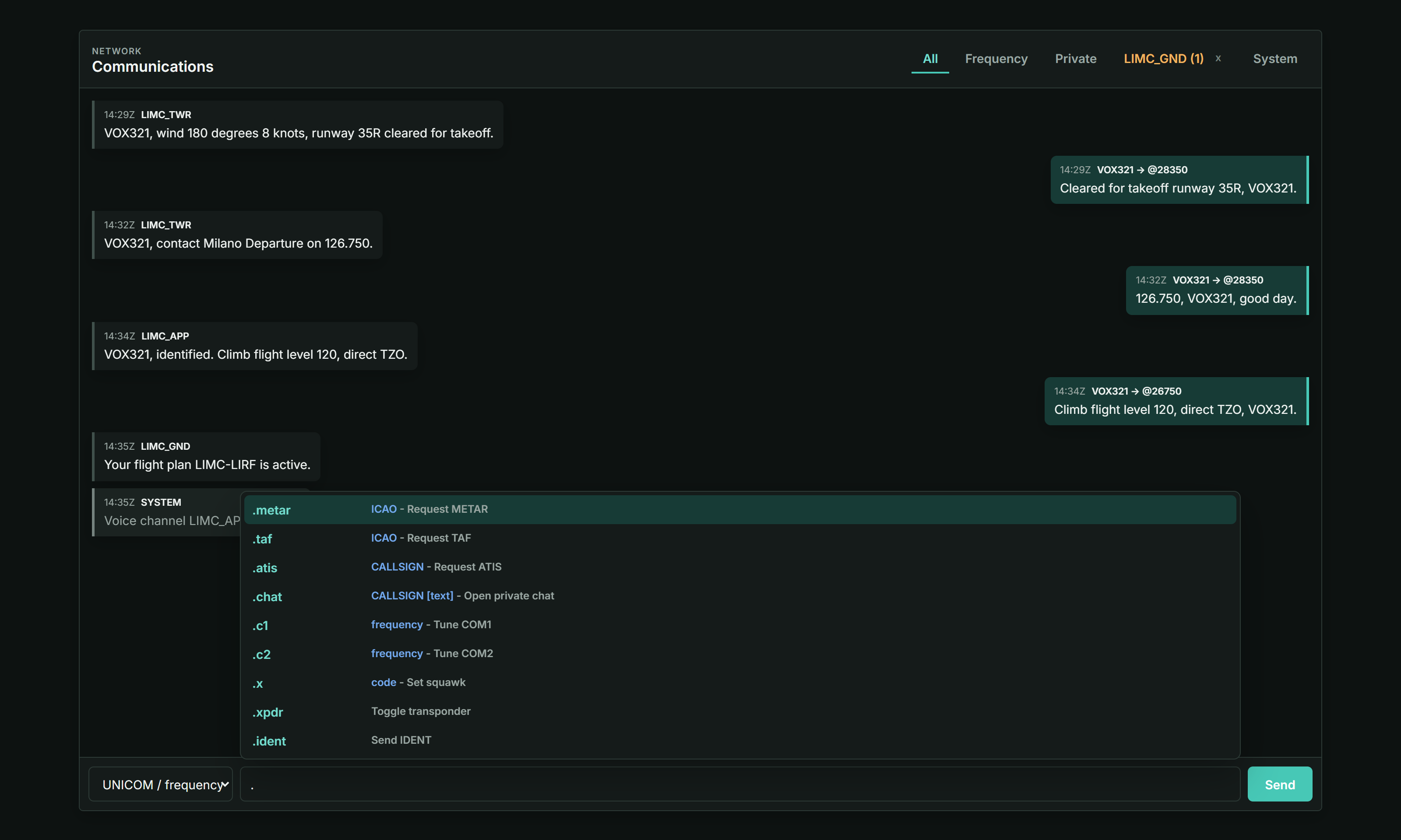 VoxHF network messages and command autocomplete